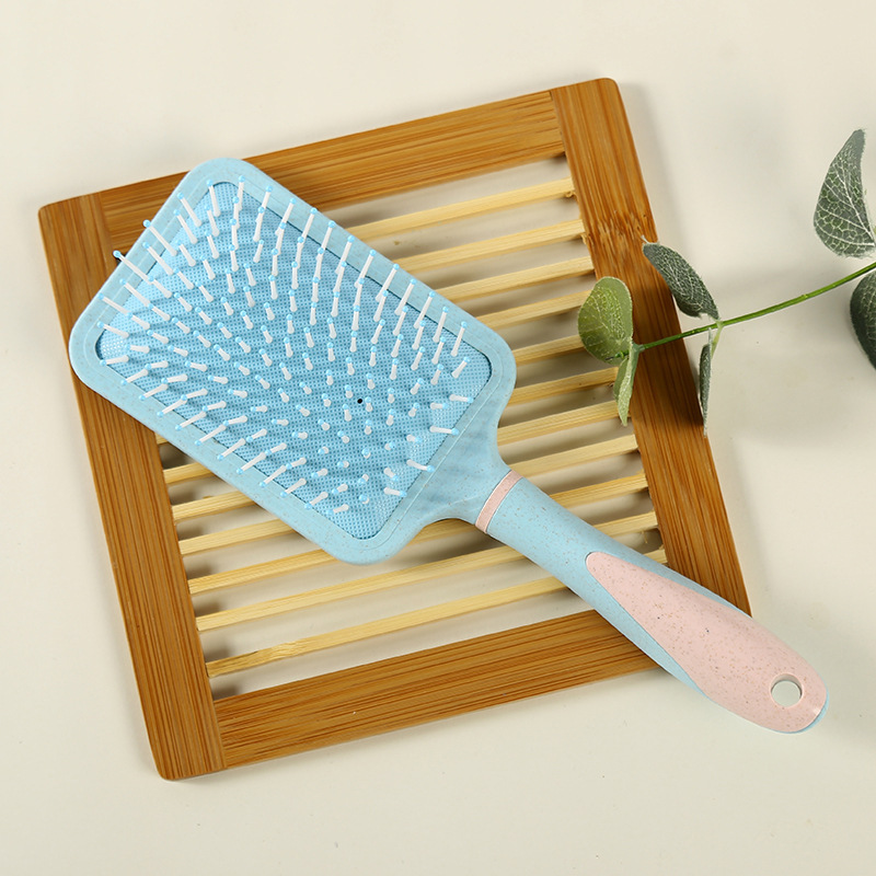 BSCI Audited Factory Lirong  New  air cushion pink  wheat straw material comb and wet hair brush ,soft ,customized comb