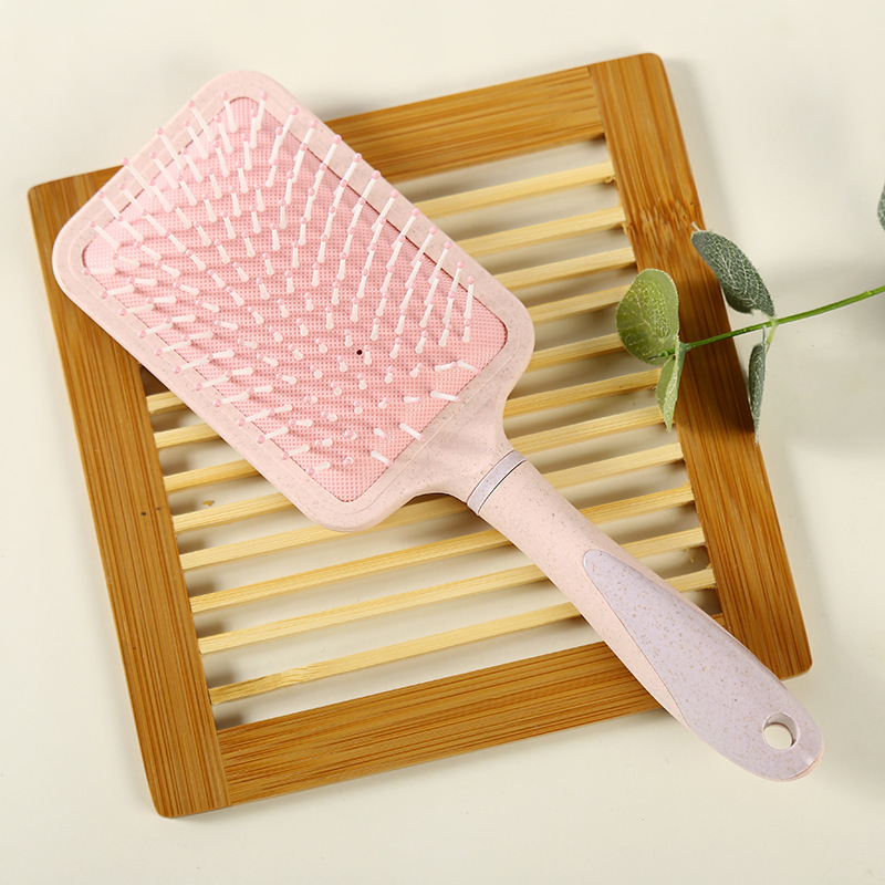 BSCI Audited Factory Lirong  New  air cushion pink  wheat straw material comb and wet hair brush ,soft ,customized comb