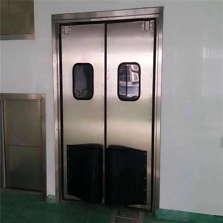 Stainless steel double action swing doors for supermarkets and food factories