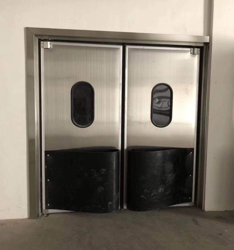 Stainless steel double action swing doors for supermarkets and food factories