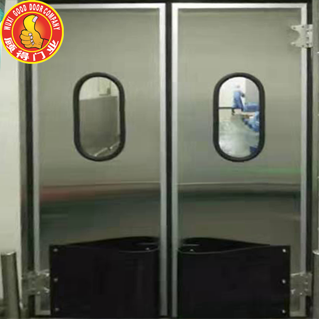 Stainless steel double action swing doors for supermarkets and food factories