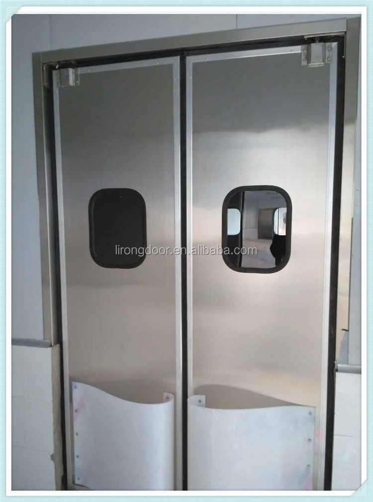 Stainless steel double action swing doors for supermarkets and food factories