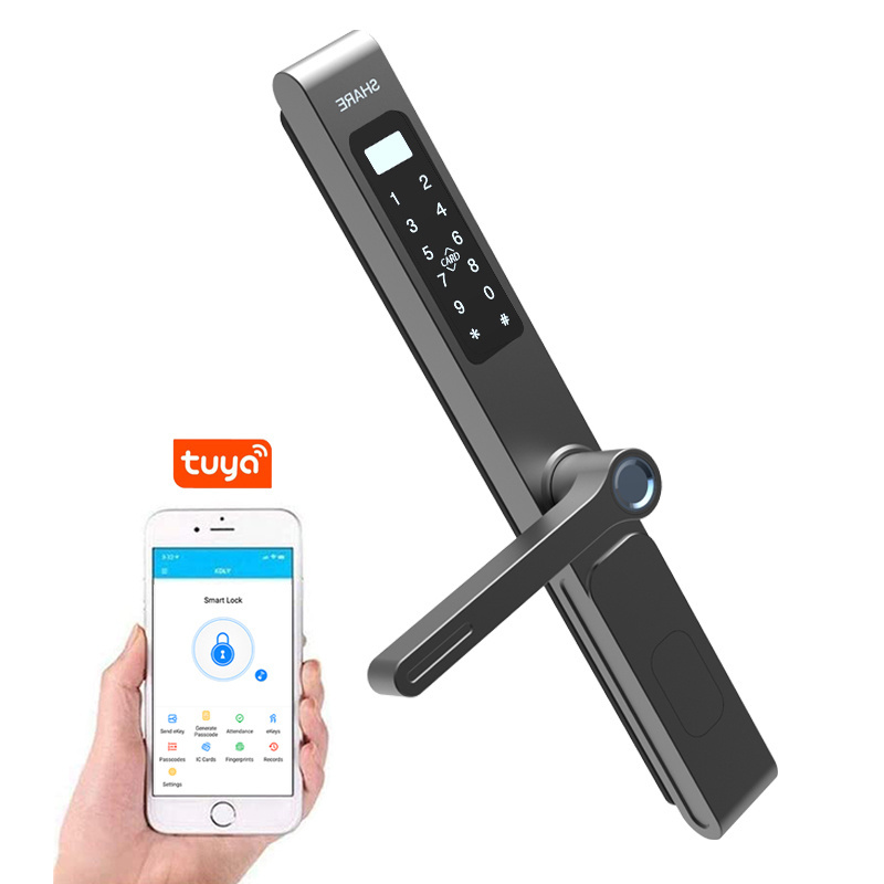 Smart Fingerprint Slide Digital Electric Cord Door Locks With Lock Cylinder Tuya APP