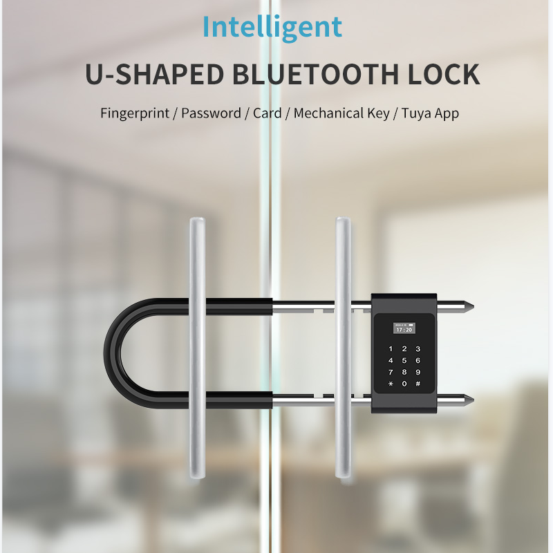 U shape fingerprint glass door Lock smart BT biometric keyless digital code U type lock