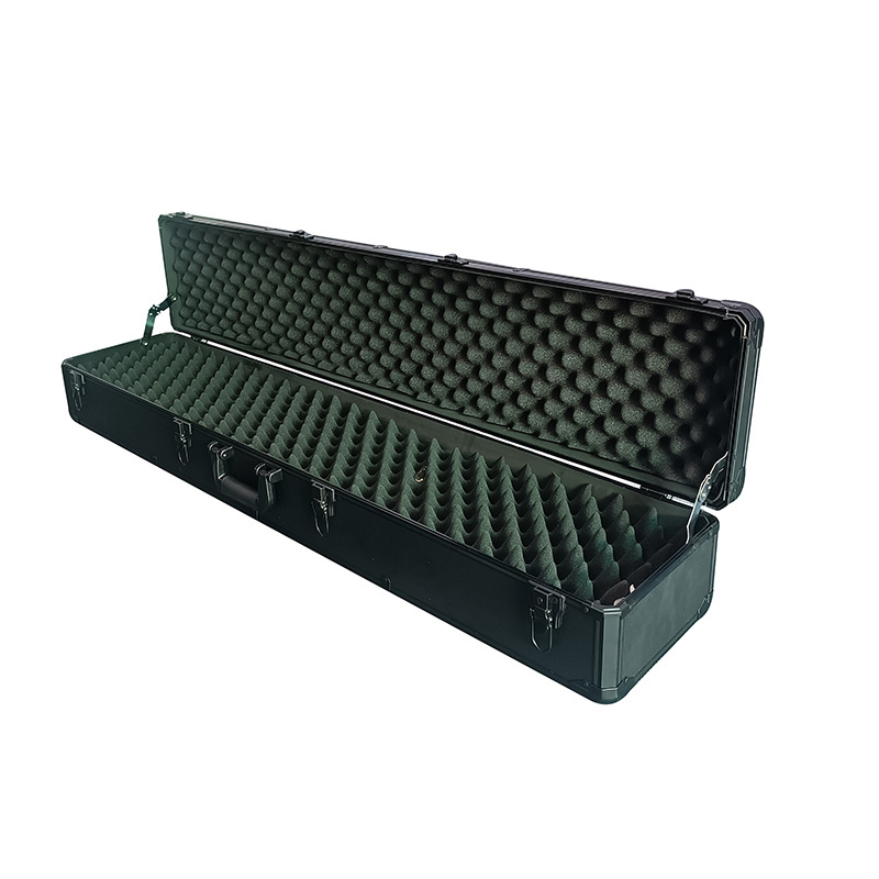 Custom Aluminum Long  Gun Case shredded egg cotton empty all black  Waterproof Gun Case Instrument Case