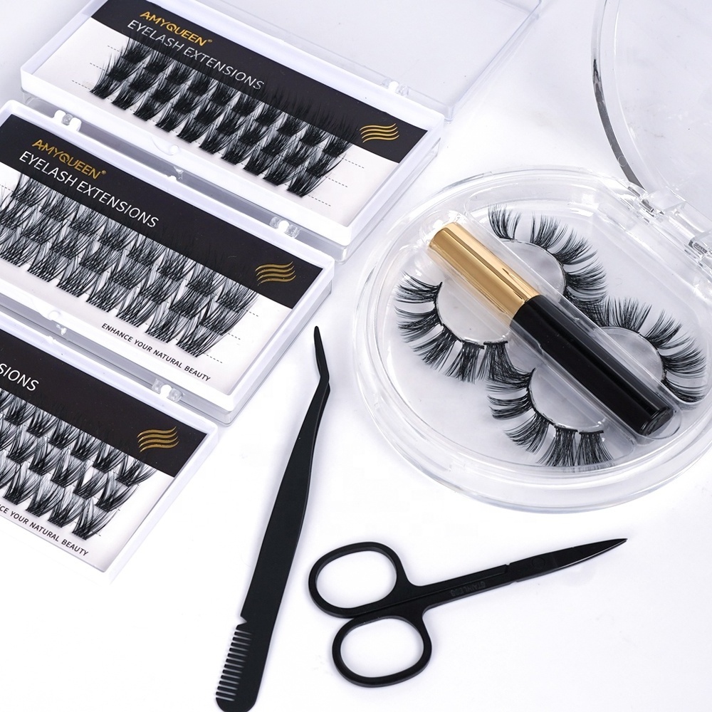 Wholesale false eyelashes tray DIY lash clusters professional segment individual air cluster lashes no glue needed