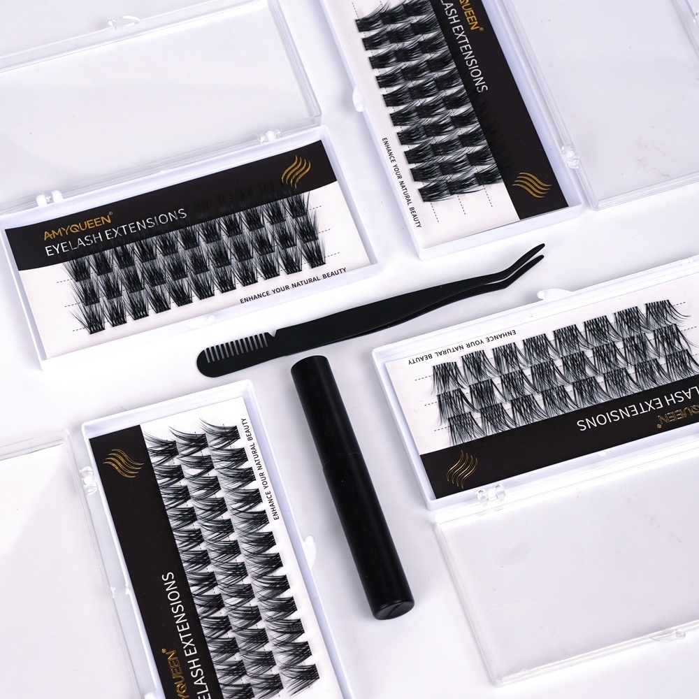 Wholesale false eyelashes tray DIY lash clusters professional segment individual air cluster lashes no glue needed