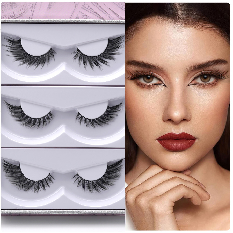 Fox Eye Effect Winged Short Strip Lashes Makeup Natural Cat Eye Lashes Bulk 3D Mink Eyelashes Wholesale Vendor