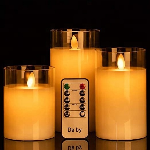 Wholesale Creative Flameless Battery Operated LED Electronic Candle with Remote Control and Timer