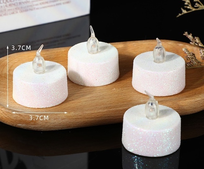 Hot Sale Gold Red Silver Glitter Flameless Led Candles Christmas Decoration Electric Tealight Candles with Moving Flame