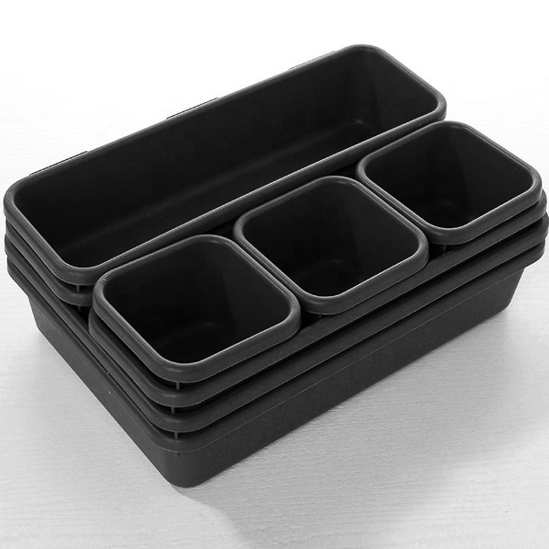 Plastic 8 Pcs Drawer Organizer Dividers for Bathroom Cosmetic Makeup and Kitchen Silverware Cutlery Utensil Tool Box