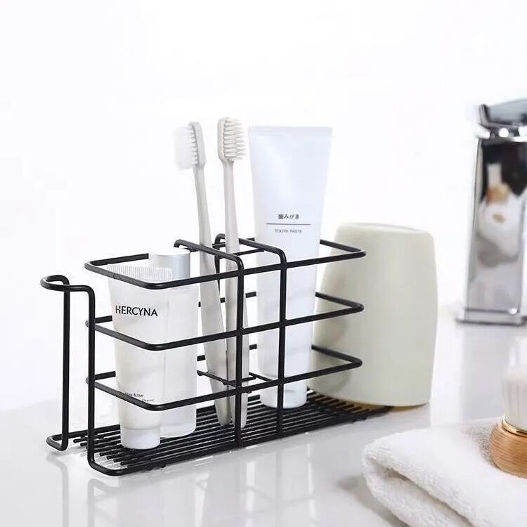 Bathroom Metal Toothbrush Stand Rack Holder Wall Mounted Rust Rroof Toothbrush Caddy Toothbrush and Cup Holdert