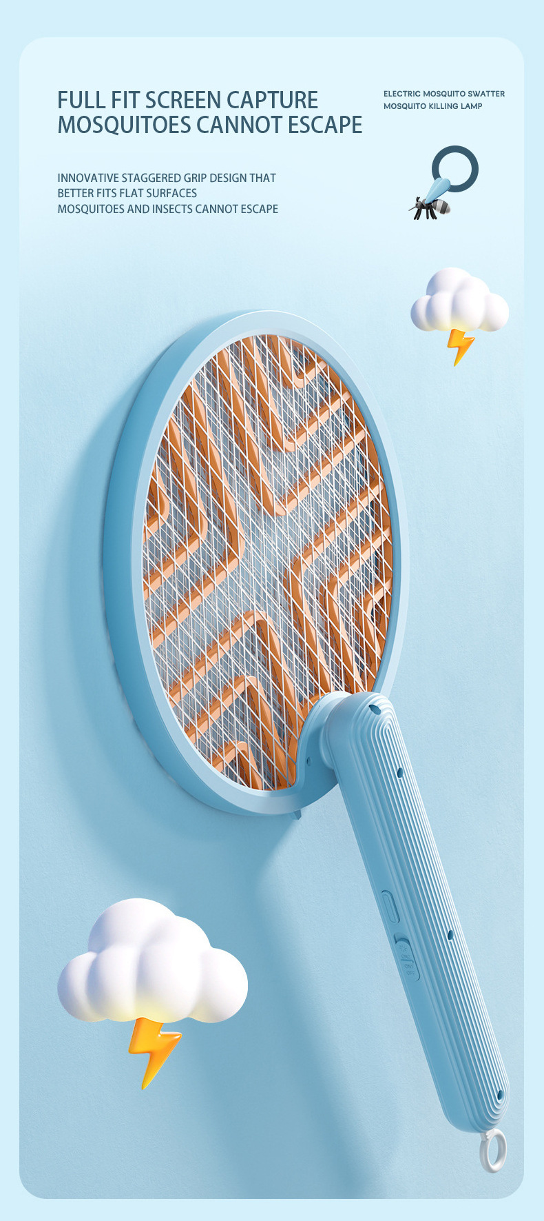 Home 2 in 1 Electric Mosquito Swatter Mosquito Killer Lamp Electric Fly Swatter Pest Control Mosquito Bat