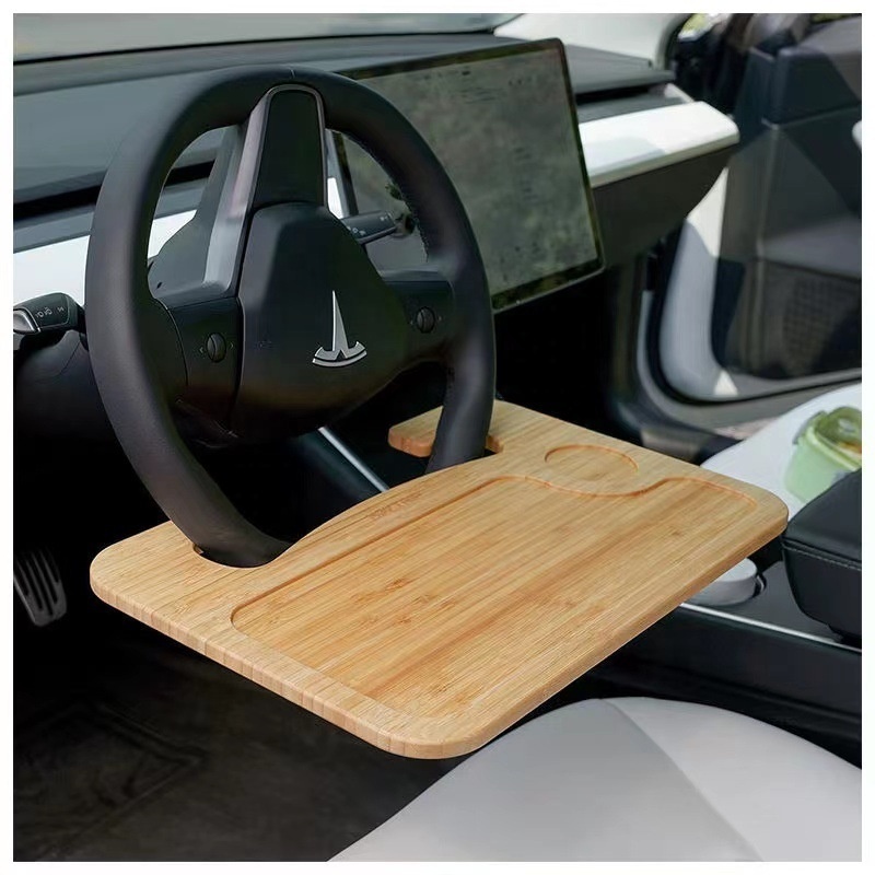 New Bamboo Wood Car Tray for Eating Steering Wheel Tray Truck Steering Wheel Desk Steering Wheel Table