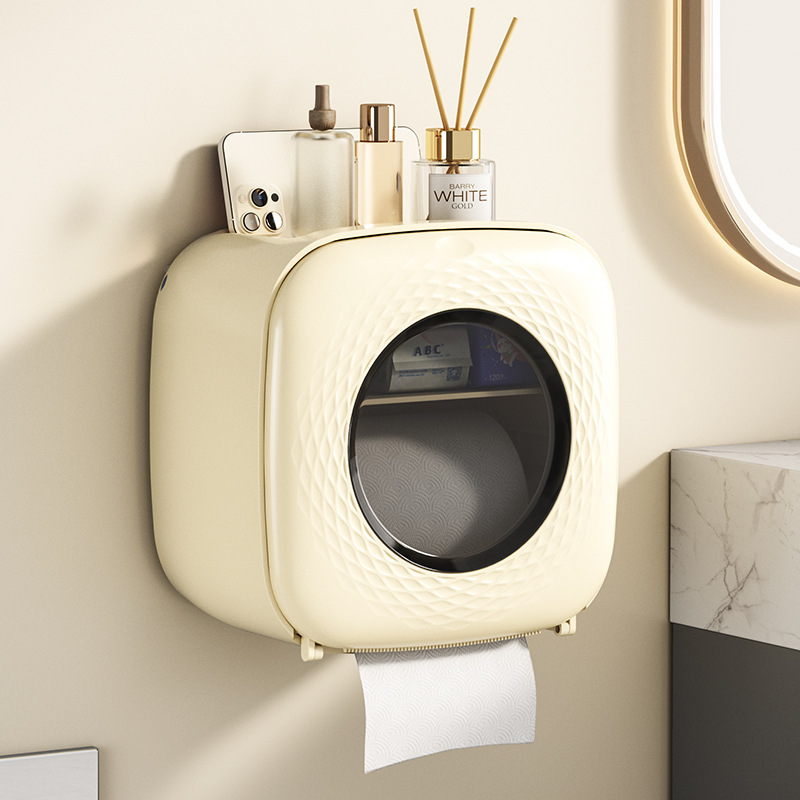 Multifunctional Wall-Mounted Bathroom Tissue Storage Box Plastic Toilet Paper Holder Toilet Organizer