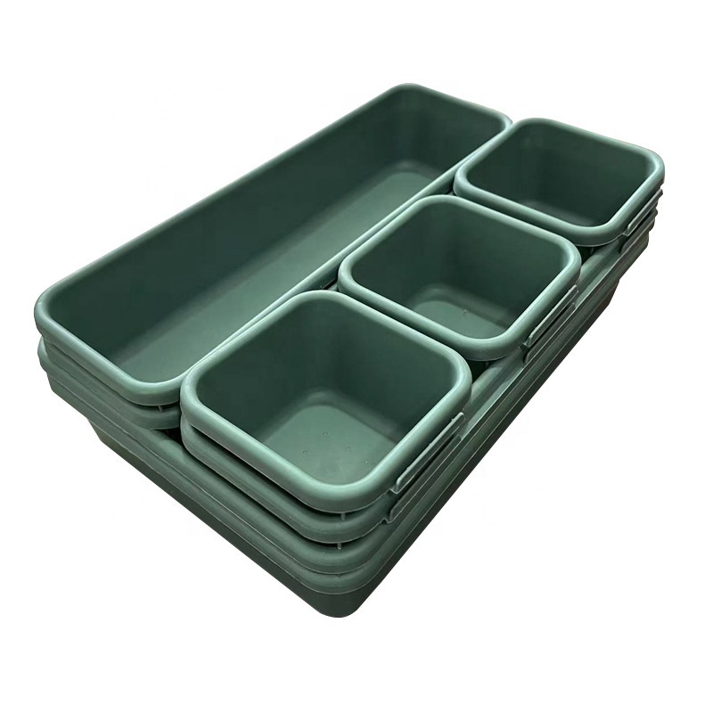 Plastic 8 Pcs Drawer Organizer Dividers for Bathroom Cosmetic Makeup and Kitchen Silverware Cutlery Utensil Tool Box