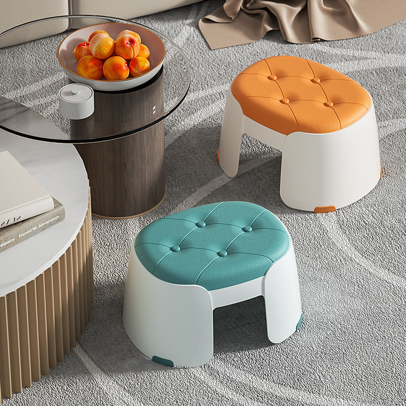 Creative Home Children's Simple and Low Stool Bathroom Anti Slip Small Chair Thickened Mat Footstool Plastic Shoe Changing Stool