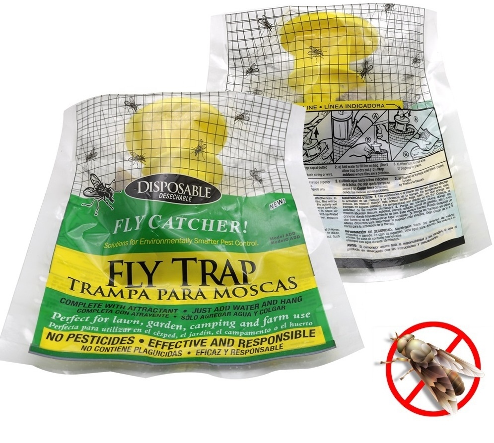 Wholesale Fly Trap Outdoor Hanging Disposable Non-Toxic Fly Fruit Trap Big Bag Fly Catcher