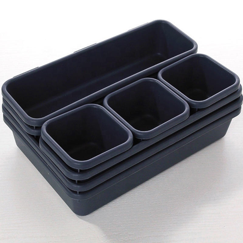 Plastic 8 Pcs Drawer Organizer Dividers for Bathroom Cosmetic Makeup and Kitchen Silverware Cutlery Utensil Tool Box