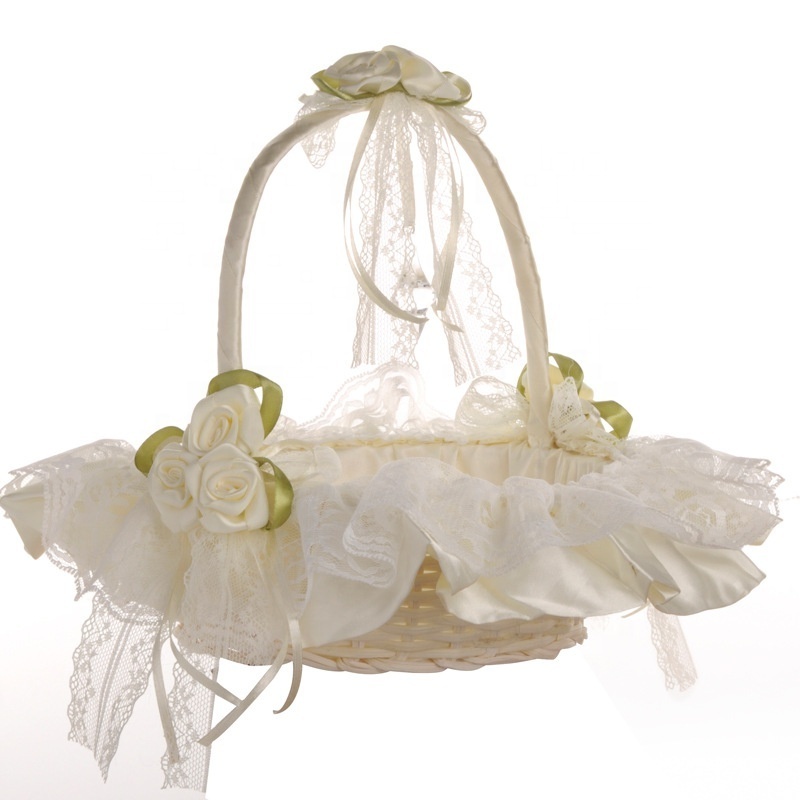 Romantic Lace Wedding Baskets Flower Girl Baskets Bridesmaids Hand Baskets Wedding Decoration Supplies