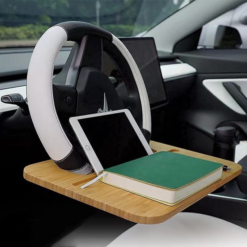 New Bamboo Wood Car Tray for Eating Steering Wheel Tray Truck Steering Wheel Desk Steering Wheel Table