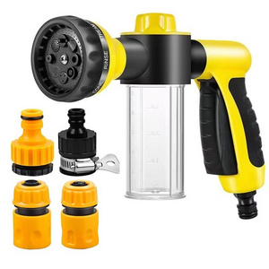 8 in 1 Hose Nozzle Foam Sprayer with Soap Dispenser Dog Wash Hose Attachment horse Rubber Brush pet bathing tool