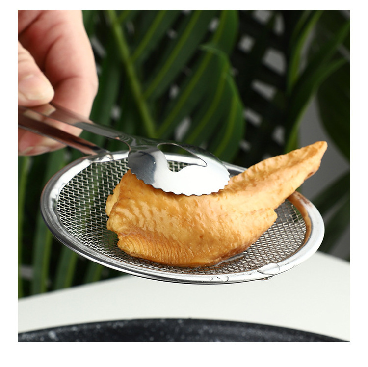 Hot sell 28*10cm Stainless Steel Deep Frying Tongs with Strainer Fry Kitchen Utensil Homeware 1pcs