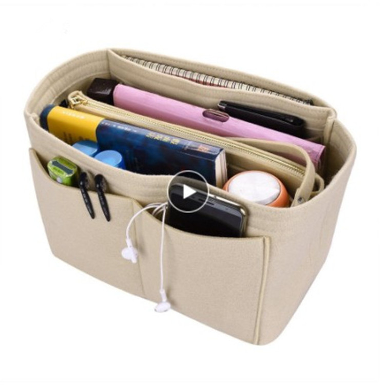 Handbag Tote Purse Organizer Multi Pockets Felt Backpack Storage Bag Insert Organizer With Zipper