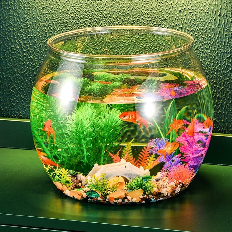 New PET Mini Plastic Fish Bowl Aquariums Acrylic Goldfish Tank Bowl Clear Round Gallon Fish Bowl For Office Home Desk Decor