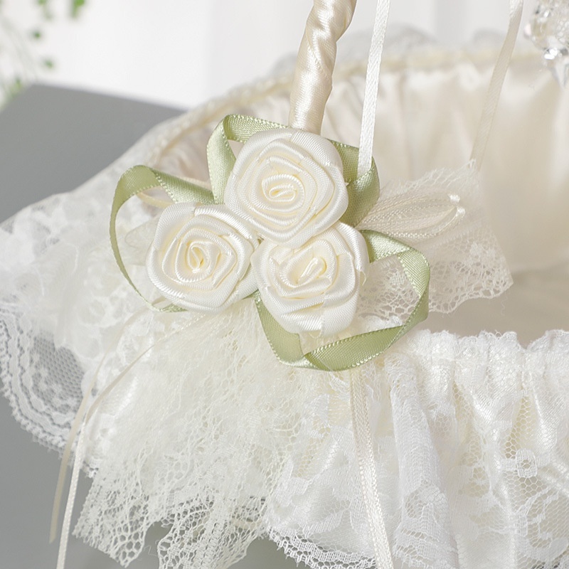 Romantic Lace Wedding Baskets Flower Girl Baskets Bridesmaids Hand Baskets Wedding Decoration Supplies