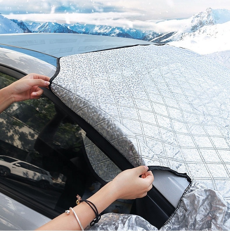 9 Magnetic Waterproof Car Snow Cover with Side Mirror Cover Silver Film Windshield Snow Cover Car Protector Fits All Seasons