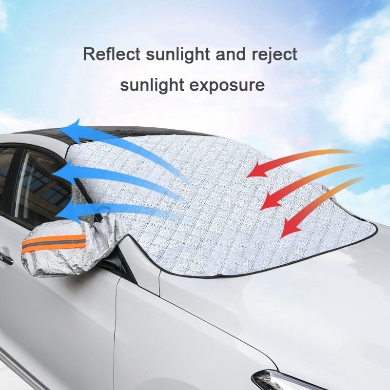 9 Magnetic Waterproof Car Snow Cover with Side Mirror Cover Silver Film Windshield Snow Cover Car Protector Fits All Seasons