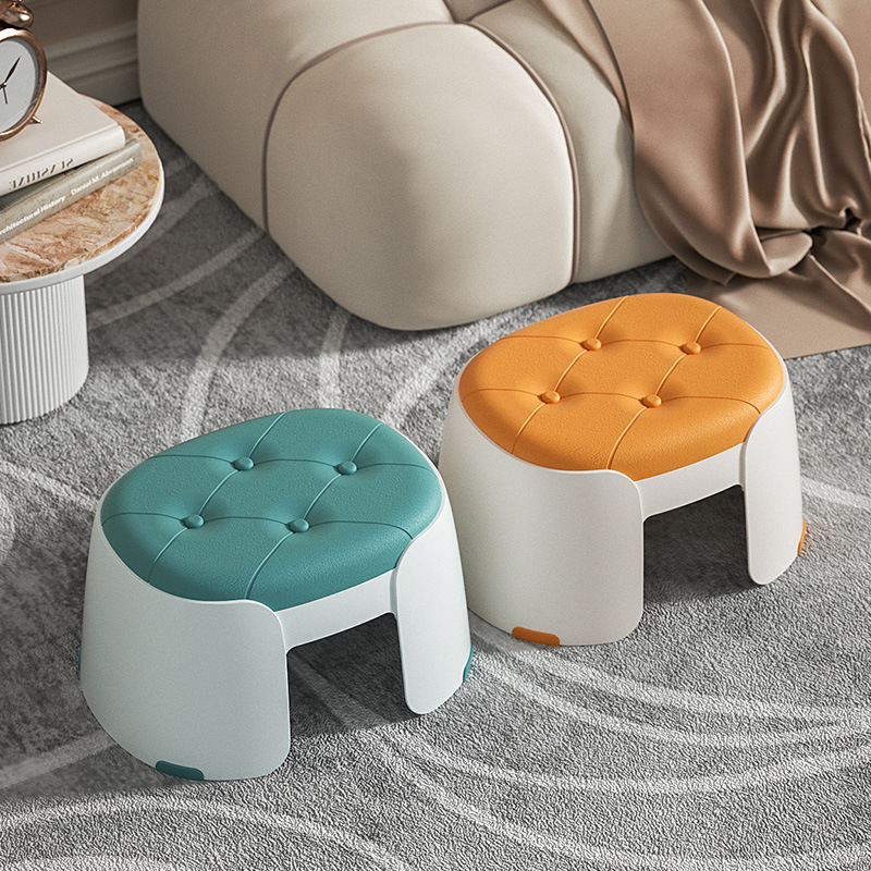 Creative Home Children's Simple and Low Stool Bathroom Anti Slip Small Chair Thickened Mat Footstool Plastic Shoe Changing Stool