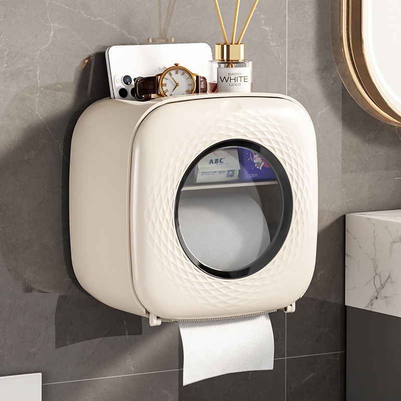 Multifunctional Wall-Mounted Bathroom Tissue Storage Box Plastic Toilet Paper Holder Toilet Organizer