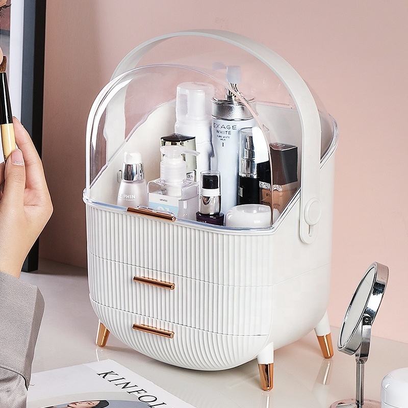 2022 Dust proof plastic makeup makeup organizer skincare storage shelf desktop cosmetic storage box