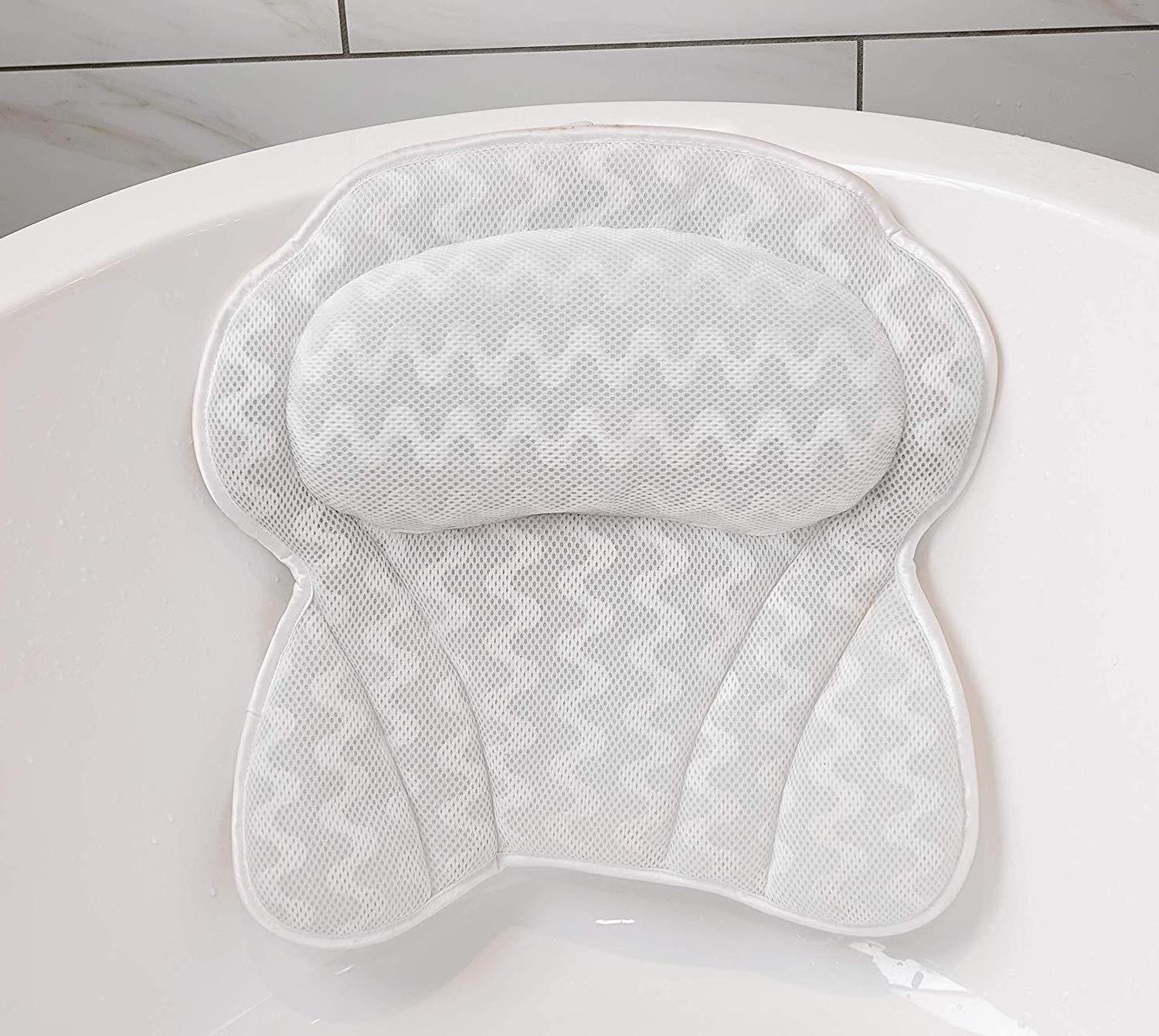 3D Mesh Luxury Bath Pillow Bathtub Spa Pillow Headrest for tub with 2 Thickened Paddings Soft Bath Tub Pillow for Neck