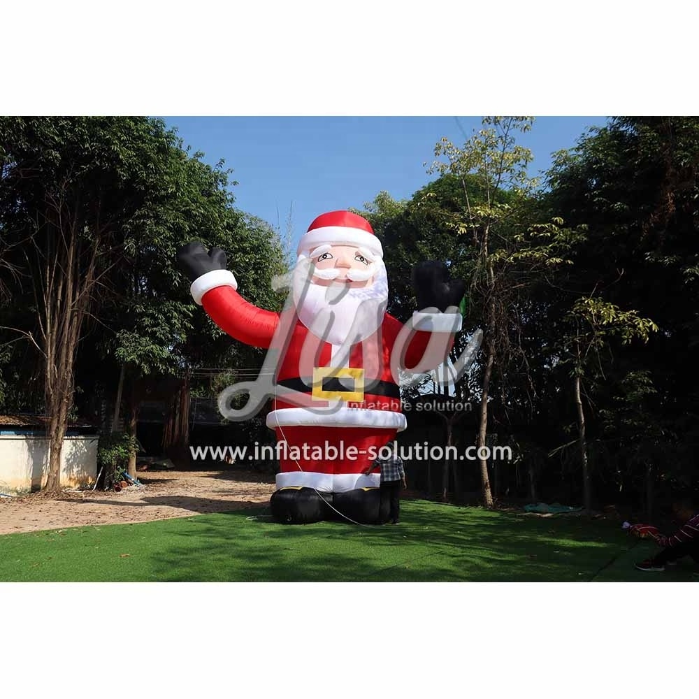 Giant outdoor advertising inflatable santa claus christmas santa claus with a green gift bag for sale