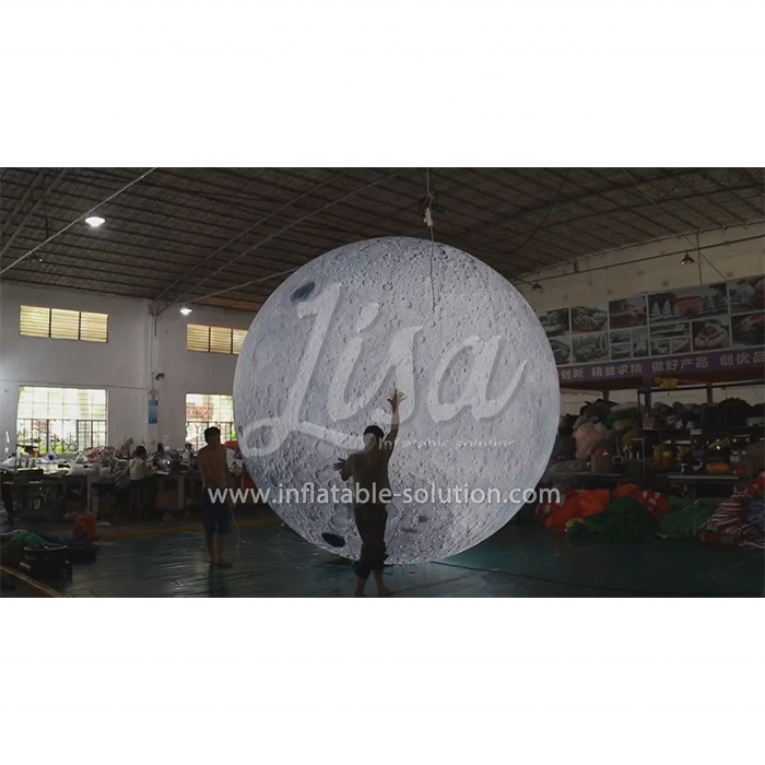 Factory Advertising LED Model Inflatable Giant Moon Planet Ball for Event Decoration