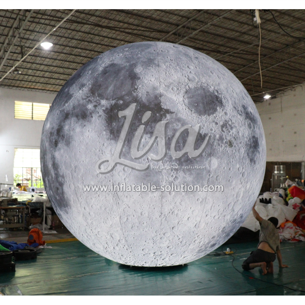 Factory Advertising LED Model Inflatable Giant Moon Planet Ball for Event Decoration