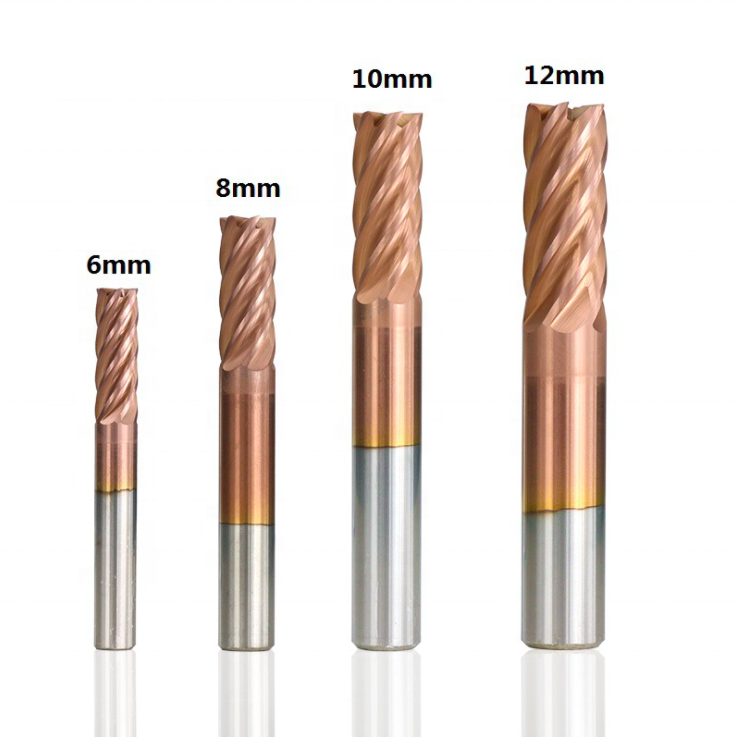 LISCA Carbide End Mill 6 Flute CNC Router Bit TiCN Coating HRC 55 End Mill 6/8/10/12mm Spiral End Milling Cutter