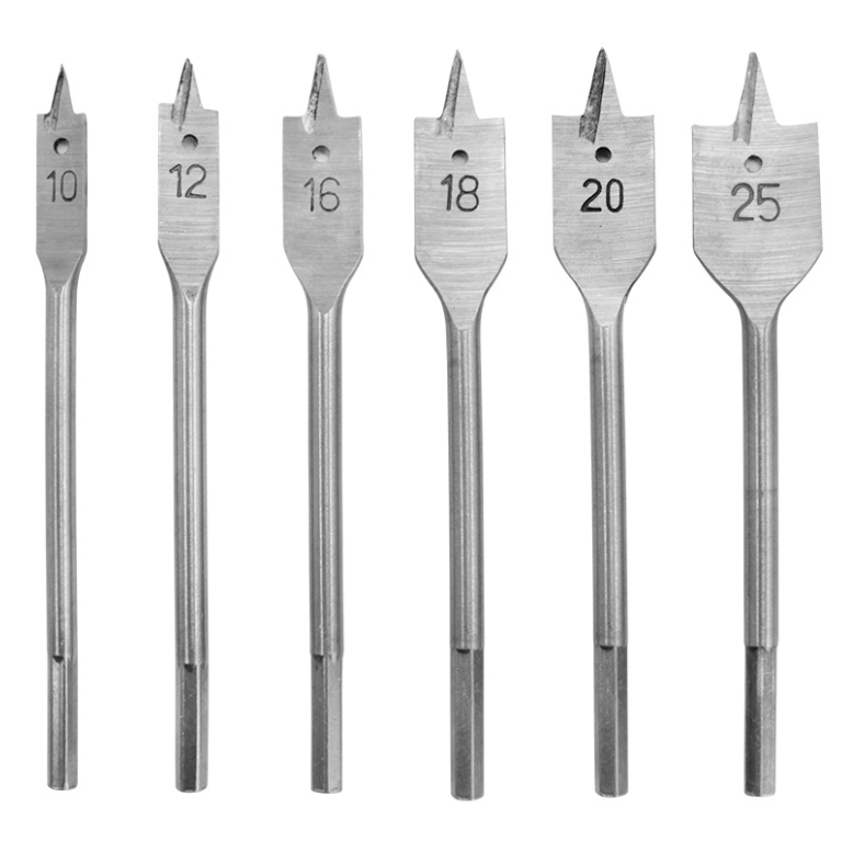 6Pcs 10-25mm Professional Quick Change Hex Shank Shank Flat Spade Wood Drill Bit For Wood Cutting