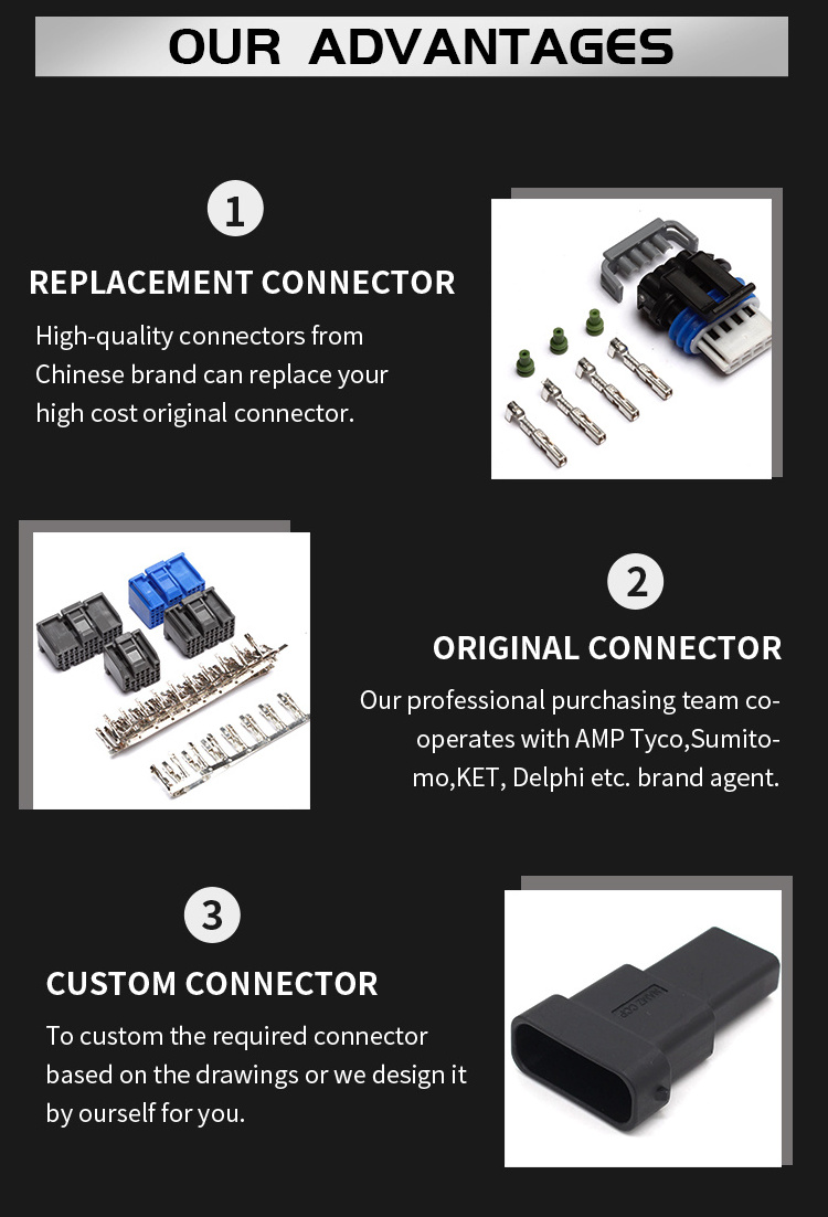 MG610164-5 Automotive Electrical KET Black Female Waterproof 2 Pin Cable Connector