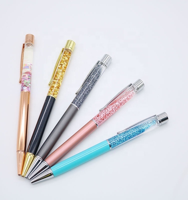 wholesale holiday Crystal Diamond Metal luxury glitter liquid floating ball ballpoint pen stylus