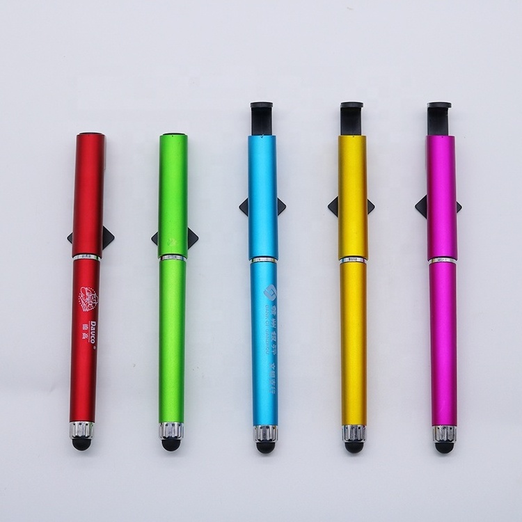 Promotional QR code advertising mobile phone stand stylus touch multi-function ballpoint pen