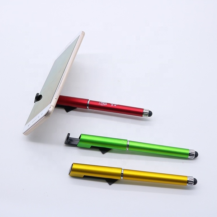 Promotional QR code advertising mobile phone stand stylus touch multi-function ballpoint pen