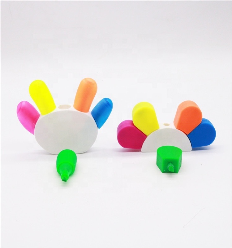 Plastic palm shape multi colored Highlighter Pen with custom logo