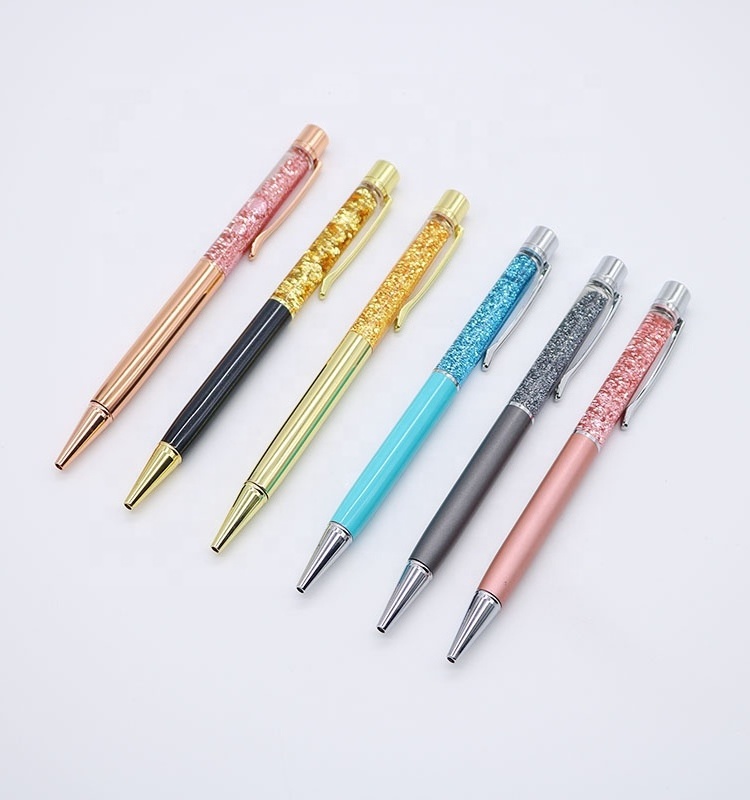 wholesale holiday Crystal Diamond Metal luxury glitter liquid floating ball ballpoint pen stylus