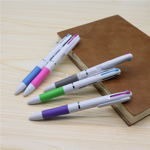 OEM plastic 3 color ink  pen multi color ballpen with logo