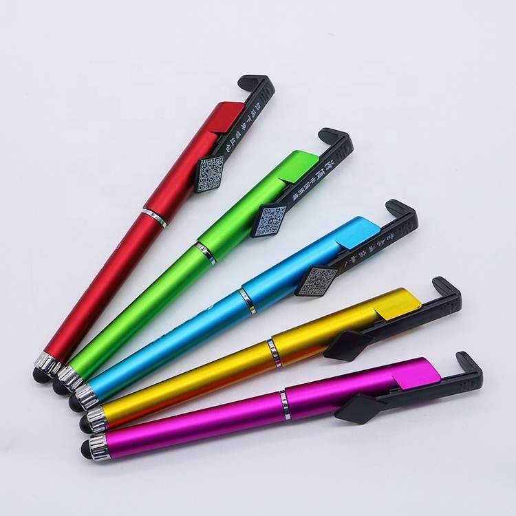 Promotional QR code advertising mobile phone stand stylus touch multi-function ballpoint pen