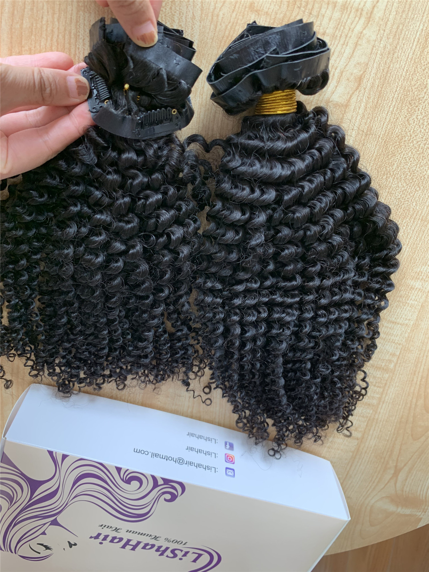 Kinky Curly 4B 4C Seamless Clip In Hair Extensions  Afro Kinky Curly Clip Ins 100% Human Hair Extensions For Black Women